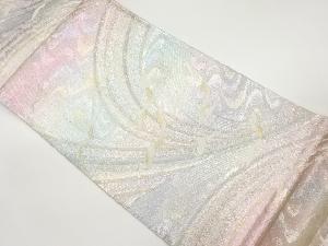 曲線・鳥模様織り出し袋帯